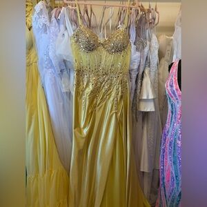 Glamorous Gold Sequin Prom Dress